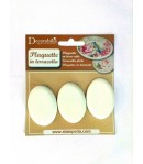 PLAQUES OVALES EN TERRE BLANCHE X3  3.5X5CM