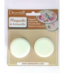 PLAQUES RONDES EN TERRE BLANCHE X2 DIAM 4.5CM