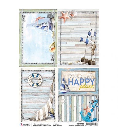 PAPIER DE RIZ SUMMER CARDS 21 X 29.7CM CBRP108