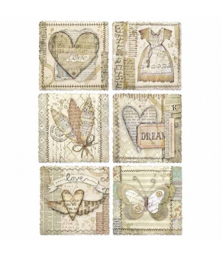 PAPIER DE RIZ A4 HEART FRAMES 21 X 29.7 DFSA4443 STAMPERIA