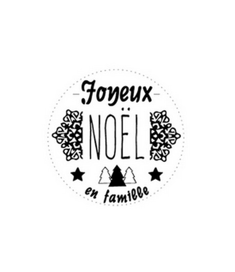 TAMPON BOIS ROND - JOYEUX NOEL EN FAMILLE
