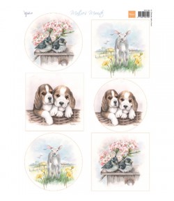 FEUILLE CHIOTS OISEAUX AGNEAU - MB0184- MARIANNE DESIGN