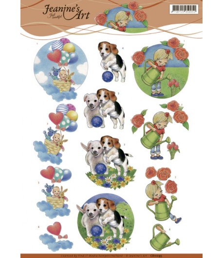 FEUILLE 3D ENFANTS ET CHIENS - CD11095