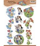 FEUILLE 3D ENFANTS ET CHIENS - CD11095