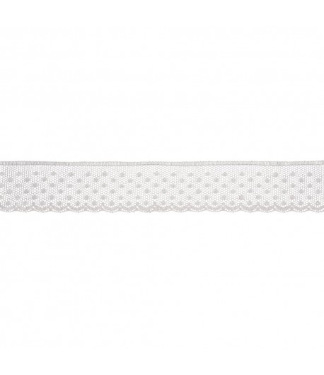 RUBAN DENTELLE POIS BLANC 3CM - 1M