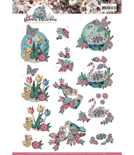 FEUILLE 3D KITSCHY BIRDS CD11437