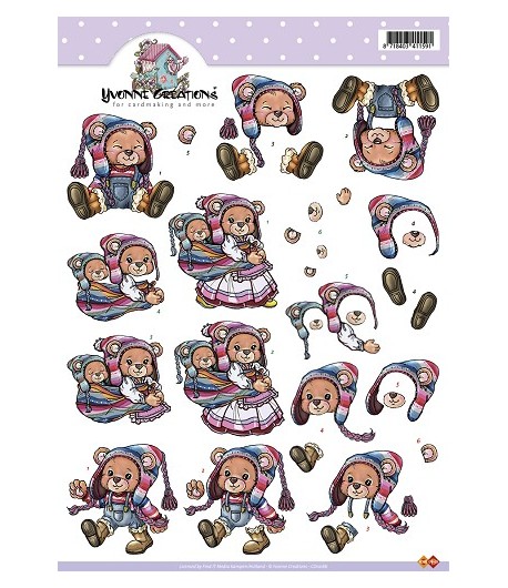 FEUILLE 3D OURSONS CD10186