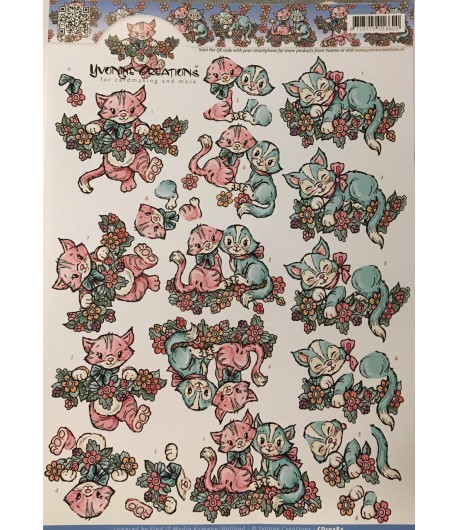 FEUILLE 3D PETITS CHATS CD10484