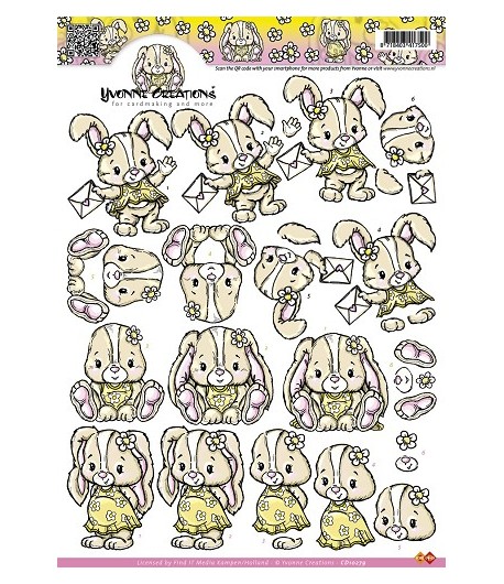 FEUILLE 3D JOLIS LAPINS CD10279