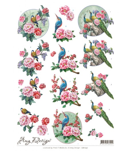 FEUILLE 3D OISEAUX EXOTIQUES CD11251