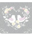 SERVIETTE COEUR OISEAUX