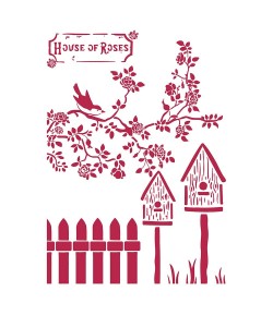 POCHOIR NICHOIRS ET OISEAU 21X29.7CM KSG441