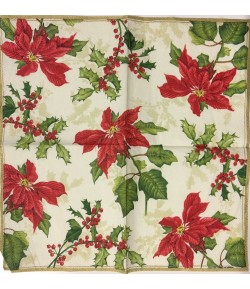 SERVIETTE COCKTAIL POINSETTIAS