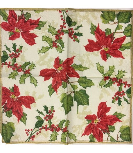 SERVIETTE COCKTAIL POINSETTIAS
