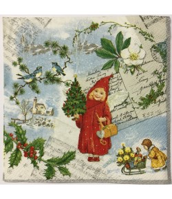 SERVIETTE COCKTAIL ENFANTS DE NOEL