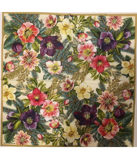 SERVIETTE COCKTAIL ROSES DE NOEL