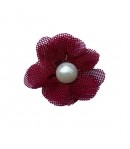 FLEUR EN TULLE FILET - BORDEAUX