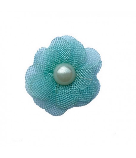 FLEUR EN TULLE FILET - BLEU CIEL