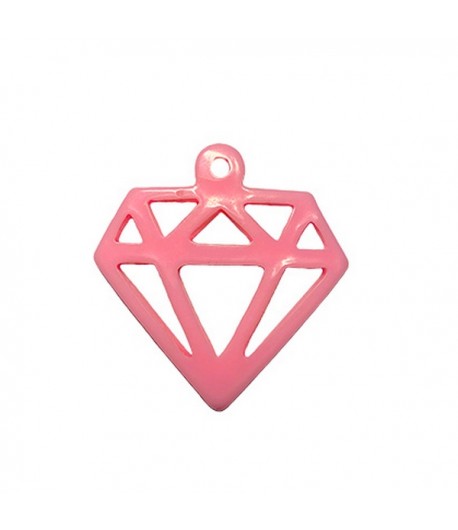 PENDENTIF DIAMANT EN PLASTIQUE - ROSE