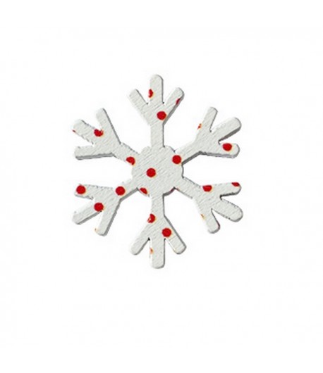 FLOCON EN BOIS - BLANC POIS ROUGES