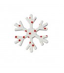 FLOCON EN BOIS - BLANC POIS ROUGES