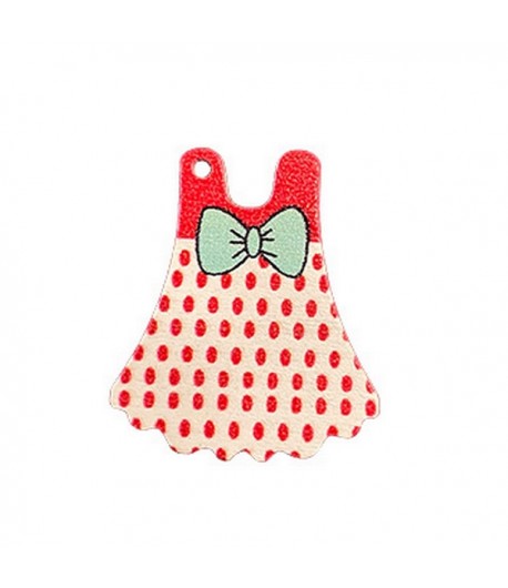 ROBE EN BOIS - BLANC POIS ROUGES