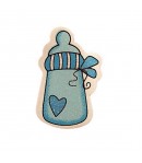 BIBERON COEUR GLITTER EN BOIS - BLEU