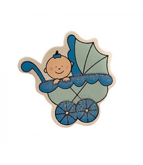 LANDAU EN BOIS  - BLEU GLITTER