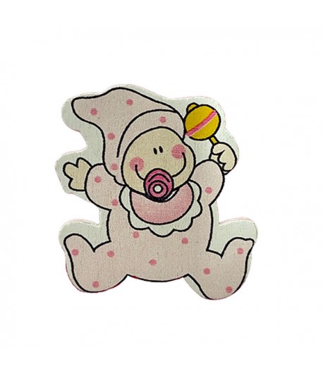 BEBE ET HOCHET EN BOIS  - ROSE