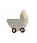 LANDAU EN BOIS  - BLEU POIS BLANCS