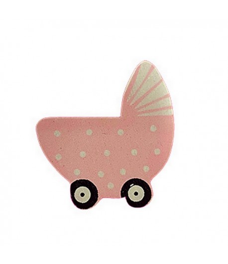 LANDAU EN BOIS  - ROSE POIS BLANCS