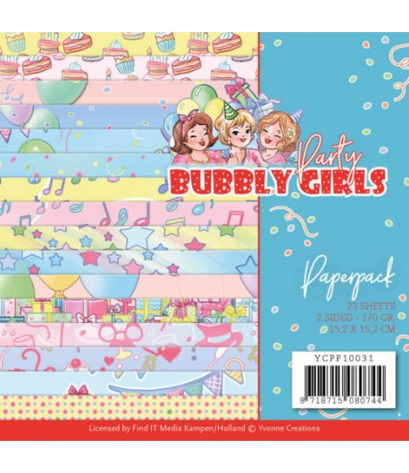 BLOC 23 FEUILLES 15 X 15 CM - BUBBLY GIRLS PARTY YCPP10031
