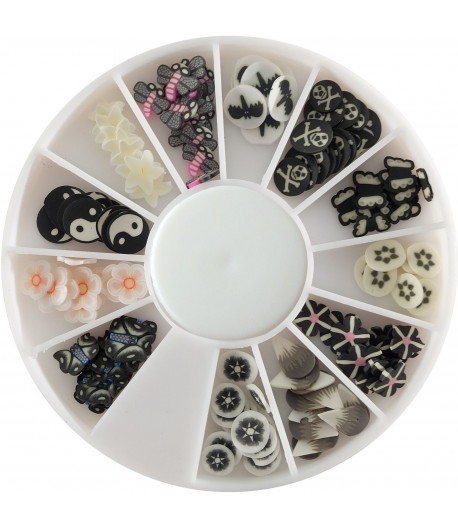 TRANCHES MINI CANES FIMO NOIR ET BLANC