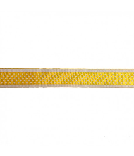 RUBAN JAUNE POIS BLANC 2.5 CM - 1 METRE