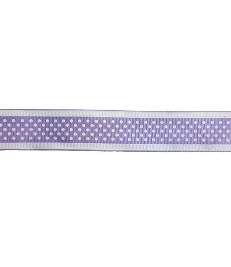 RUBAN MAUVE  POIS BLANC 2.5 CM - 1 METRE