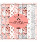 BLOC 24 FEUILLES 15 X 15  CM - CORAL AND GREY