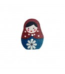 BOUTON EN BOIS BORDEAUX/BLEU - POUPEE RUSSE