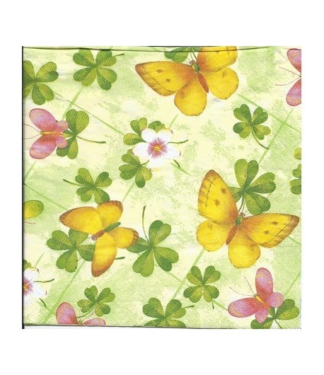 SERVIETTE PAPILLONS ET TREFLES