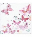 SERVIETTE ENVOLEE DE PAPILLONS ROSES