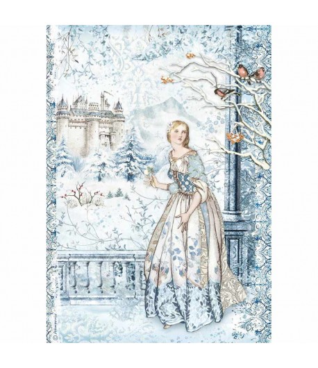 PAPIER DE RIZ A4 FAIRY IN THE SNOW - 21 X 29.7 - DFSA4489 - STAMPERIA
