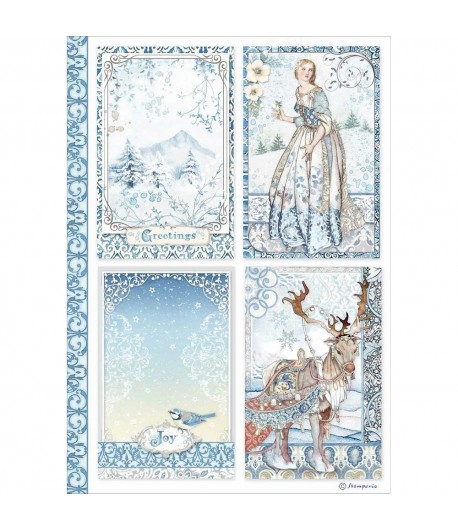 PAPIER DE RIZ A4 WINTER TALES CARDS - 21 X 29.7 - DFSA4490 - STAMPERIA