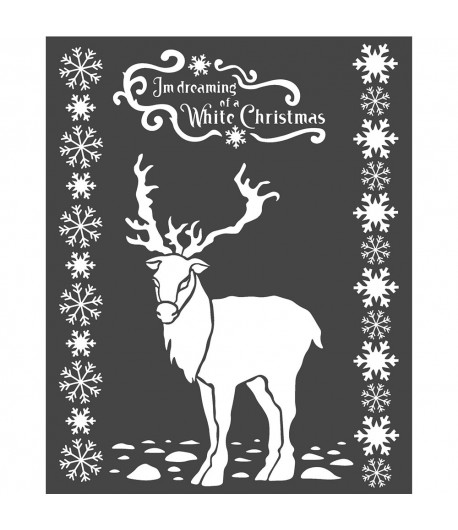 POCHOIR WHITE CHRISTMAS DEER 20X25 EP 0.25 KSTD052 STAMPERIA