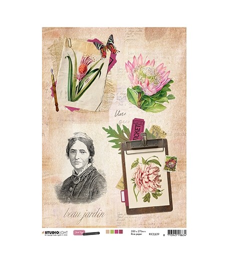 PAPIER DE RIZ A4 BOTANICAL 21 X 29.7 - STUDIOLIGHT