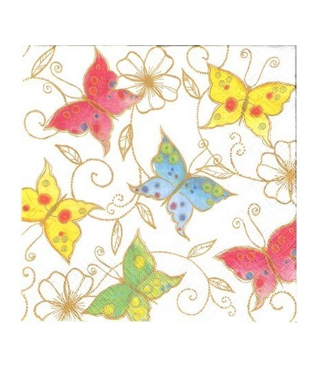 SERVIETTE PAPILLONS PASTELS