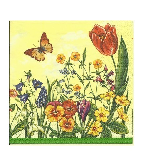SERVIETTE ENVOLEE DE PAPILLONS ET FLEURS