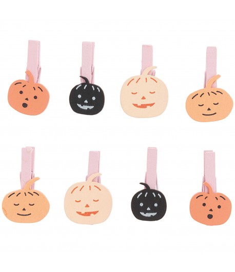 PINCES A LINGE CITROUILLES EN BOIS X8
