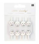 PINCES A LINGE TETES DE MORT EN BOIS X8