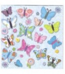 SERVIETTE PAPILLONS FOND BLEU