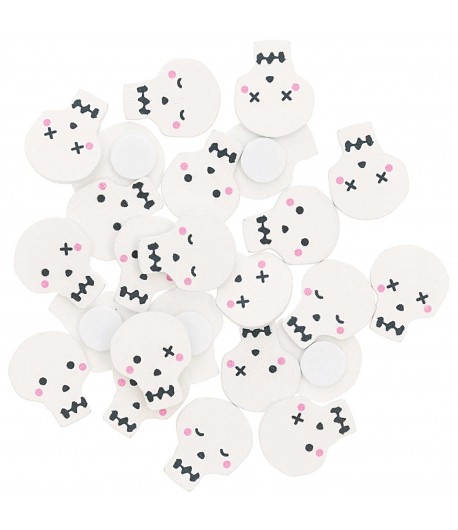 SUJETS BOIS TETES DE MORT AUTOCOLLANTS X24