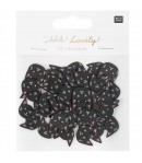 CONFETTIS EN BOIS TETES DE CHATS NOIRS X48